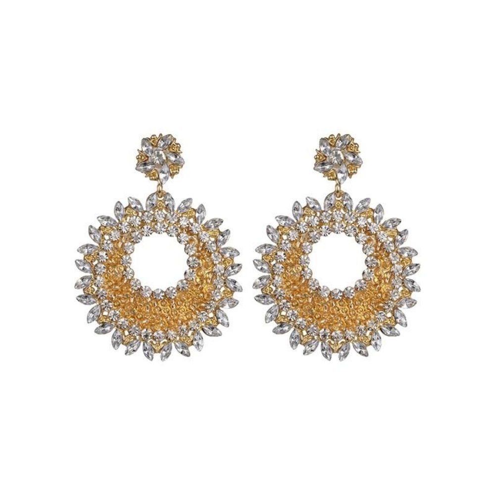 Oversized Hollow Round Alloy Drop Earrings